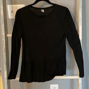 Long sleeve black peplum shirt